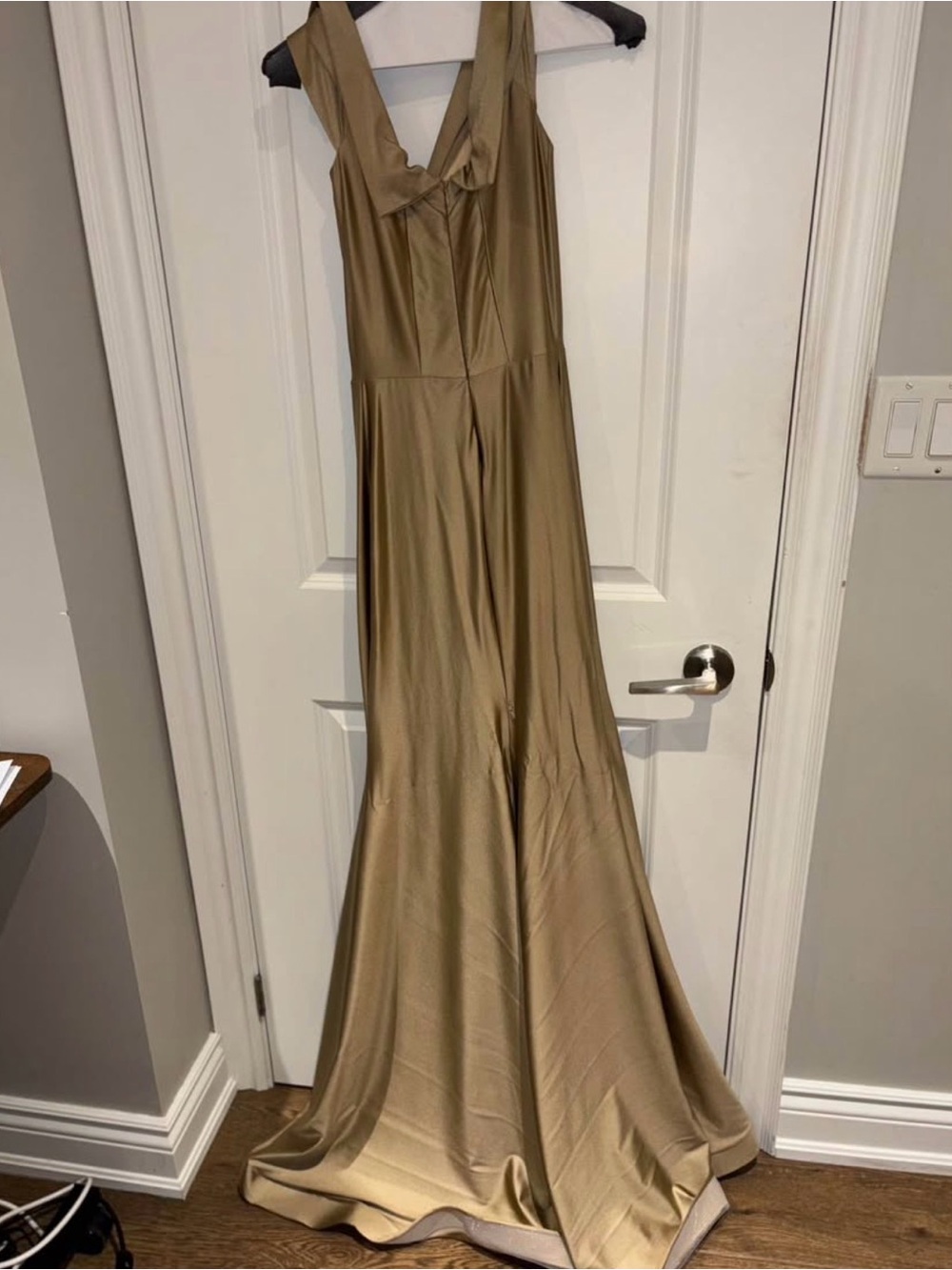 Elegant Satin Maxi Dress in Gold